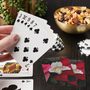 Red Poinsettias and Lady Slipper Orchid Floral Playing Cards