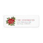 Red Poinsettias Christmas Holiday Return Address