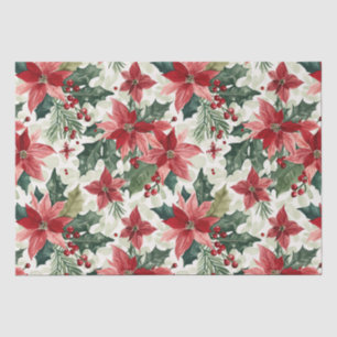 Red Poinsettias Christmas Tissue Paper