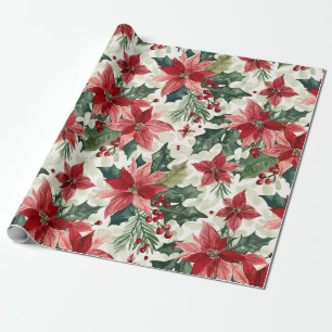 Red Poinsettias Christmas Wrapping Paper