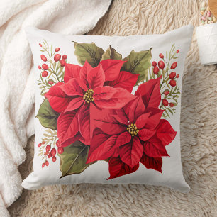 Red Poinsettias Cushion