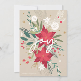 Red Poinsettias Flat Holiday Card