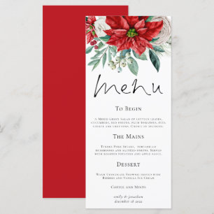 Red Poinsettias Foliage Christmas Wedding Menu