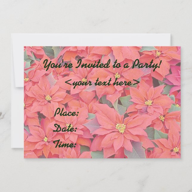 Red Poinsettias Holiday Party Invitation (Front)