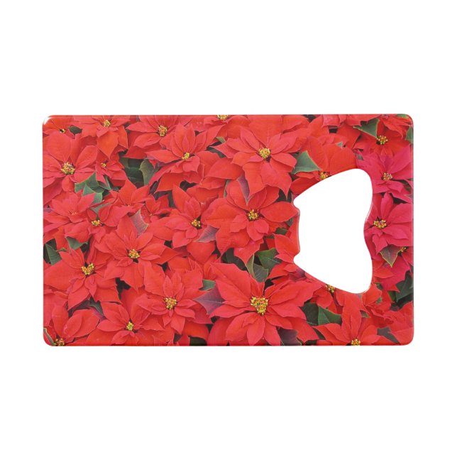 Red Poinsettias I Christmas Holiday Floral Photo (Front (Horizontal))