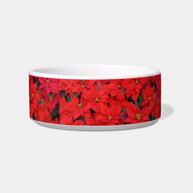 Red Poinsettias I Christmas Holiday Floral Photo Bowl (Right)