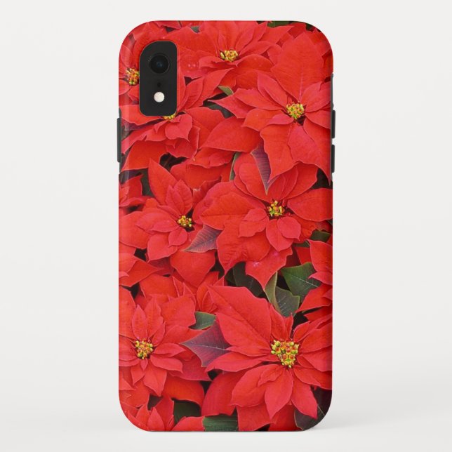 Red Poinsettias I Christmas Holiday Floral Photo Case-Mate iPhone Case (Back)