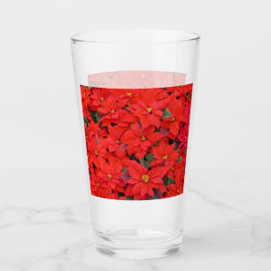 Red Poinsettias I Christmas Holiday Floral Photo Glass