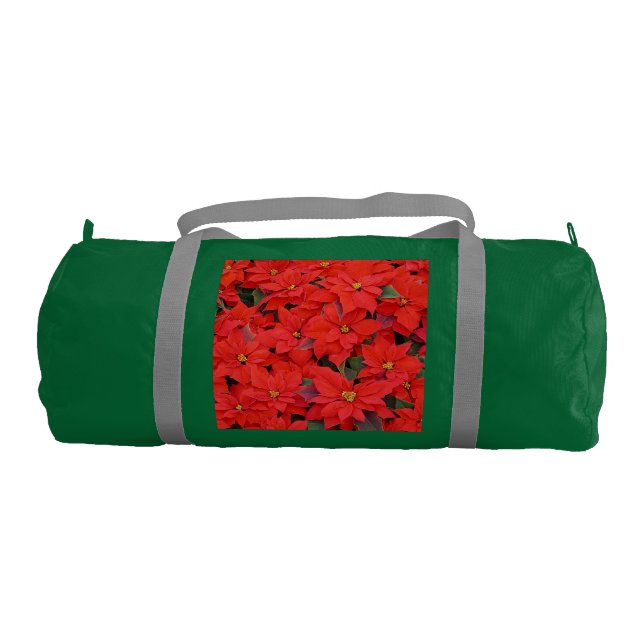Red Poinsettias I Christmas Holiday Floral Photo Gym Bag (Front)