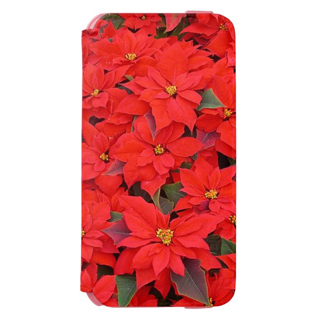 Red Poinsettias I Christmas Holiday Floral Photo Incipio iPhone Wallet Case (Folio Front)