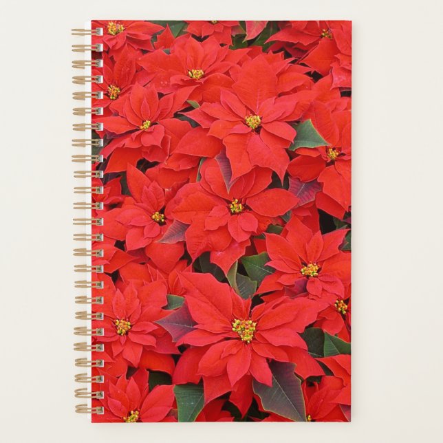 Red Poinsettias I Christmas Holiday Floral Photo Planner (Front)