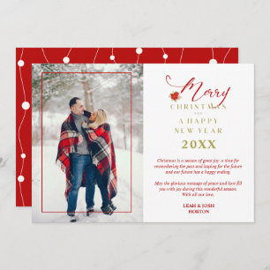 Red Poinsettias Modern Chic Merry Christmas Photo Holiday Card