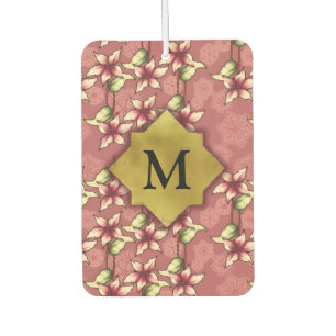 Red Poinsettias & Snowflakes Christmas Monogram Car Air Freshener