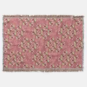 Red Poinsettias & Snowflakes Christmas Winter Throw Blanket