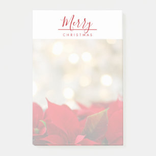 Red Poinsettias with Golden Bokeh Christmas Post-it Notes