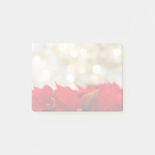 Red Poinsettias with Golden Bokeh Christmas Post-it Notes