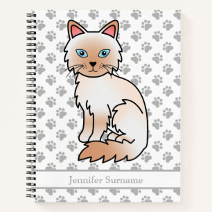 Red Point Birman / Ragdoll Cat & Custom Text Notebook