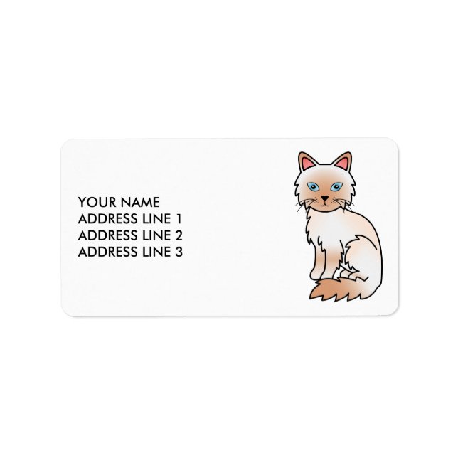 Red Point Birman / Ragdoll Cute Cat & Custom Text Label (Front)