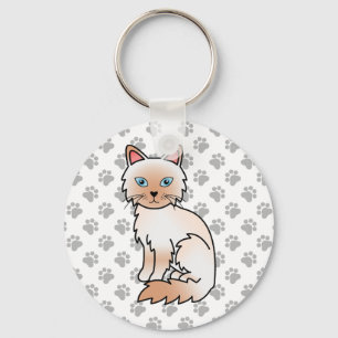 Red Point Birman / Ragdoll Cute Cat Illustration Key Ring