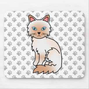 Red Point Birman / Ragdoll Cute Cat & Paws Mouse Pad