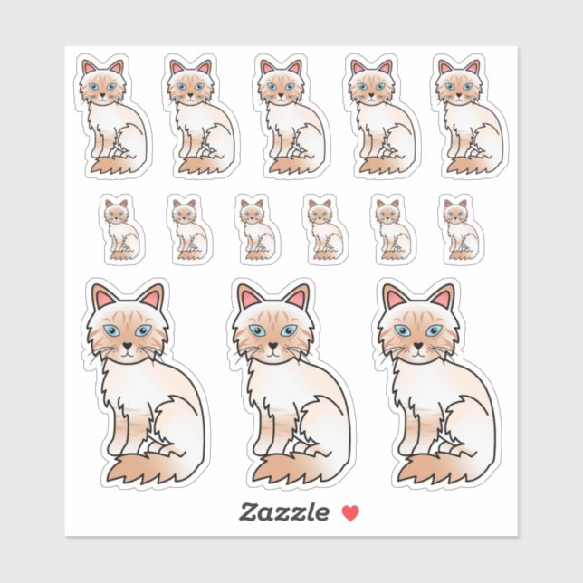 Red Point Tabby Birman / Ragdoll Cartoon Cats (Sheet)
