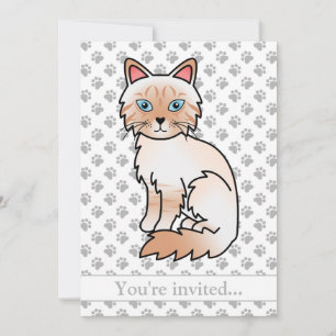 Red Point Tabby Birman/Ragdoll Cat Birthday Party Invitation
