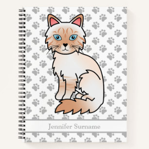 Red Point Tabby Birman/Ragdoll Cat & Custom Text Notebook