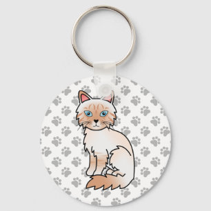 Red Point Tabby Birman / Ragdoll Cat Illustration Key Ring