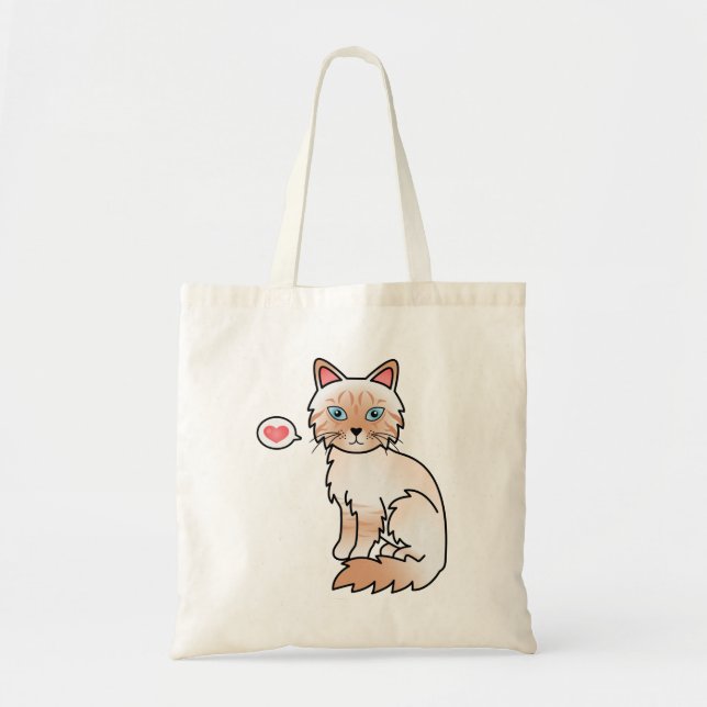 Red Point Tabby Birman / Ragdoll Cat Love Tote Bag (Front)