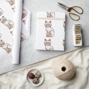 Red Point Tabby Birman / Ragdoll Cute Cat Pattern Wrapping Paper
