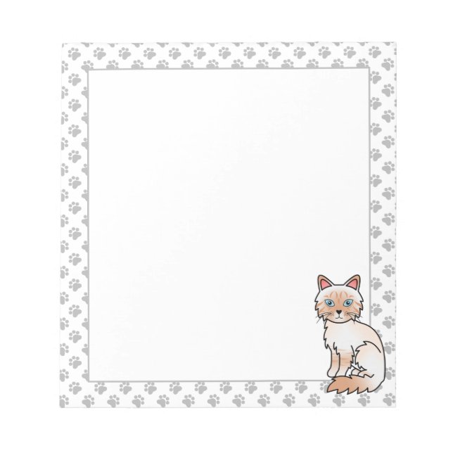 Red Point Tabby Birman / Ragdoll Cute Cat & Paws Notepad (Front)