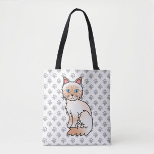 Red Point Tabby Birman / Ragdoll Cute Cat & Paws Tote Bag