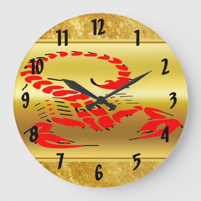 Red poisonous scorpion very venomous insect large clock (Front)