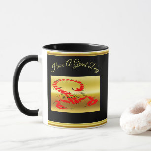 Red poisonous scorpion very venomous insect mug