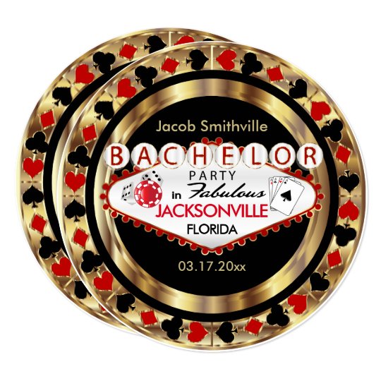 Red Poker Chip Bachelor Party - DIY City & State Card