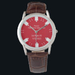 Red Poker Chip Casino Themed Best Man Gift  Watch<br><div class="desc">Las Vegas casino gambling themed wedding best man / groomsman gift watch done in a red and white poker chip looking dial face.  Personalise all the text fields  to suit your  wedding needs.  Matching products are available.</div>