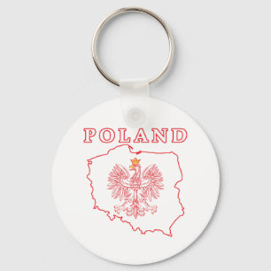 Red Poland Map With Eagle Key Ring