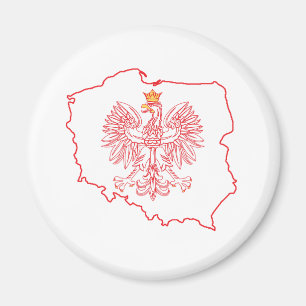 Red Polish Map With Eagle Magnet