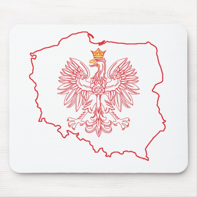 Red Polish Map With Eagle Mouse Pad (Front)