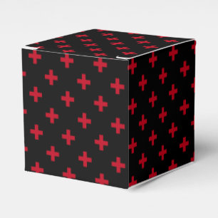 Red polka crosses on black favour box