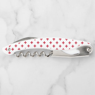Red polka crosses on white corkscrew