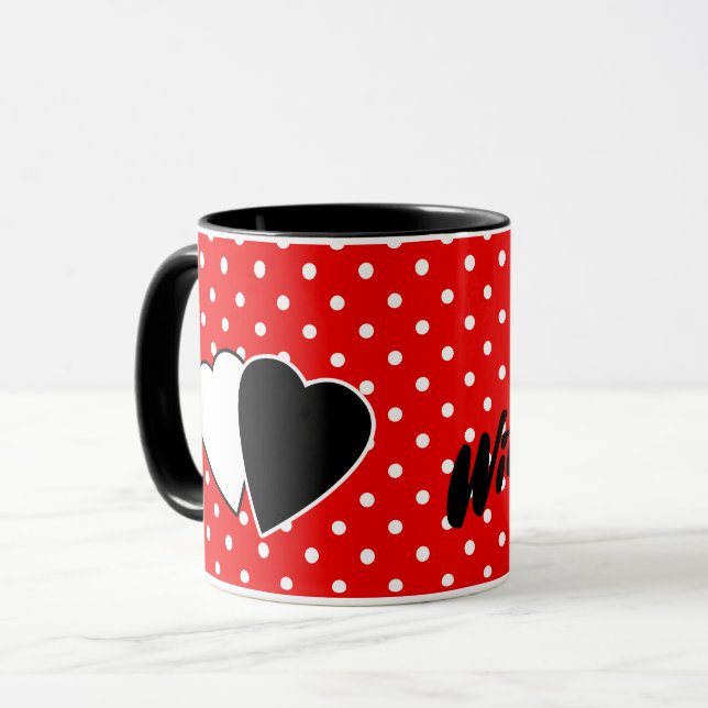 Red polka do mug (Front Left)