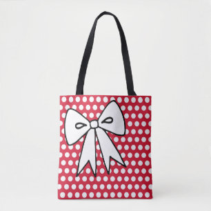 Red Polka Dot Bow Tote Bag Purse