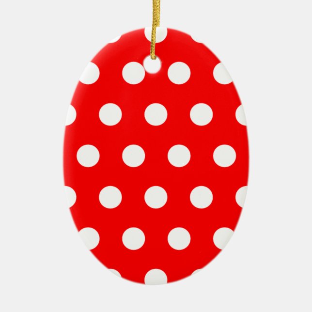 Red Polka Dot Ceramic Tree Decoration (Front)