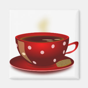 Red Polka Dot Coffee Cup Magnet
