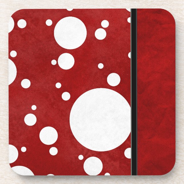 Red Polka Dot Cork Coaster (Front)