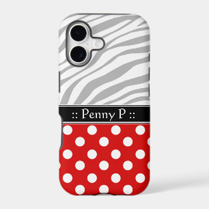 Red Polka Dot Faded Zebra Print iPhone 5 Case