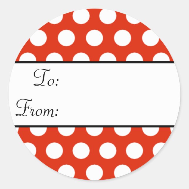 Red Polka Dot Gift Tag Sticker (Front)