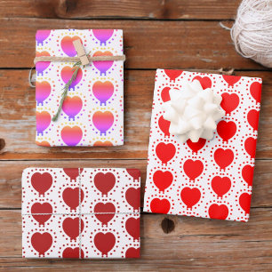 Red Polka Dot Heart Abstract Special Occasion Wrapping Paper Sheet