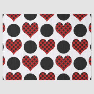 Red Polka Dot Hearts Pattern Tissue Paper
